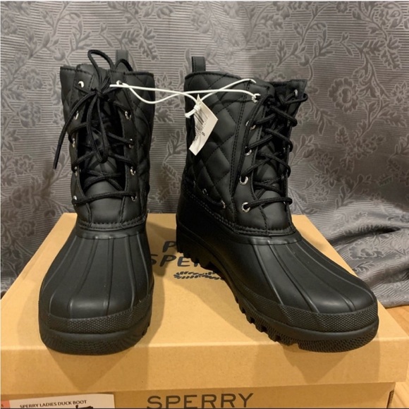 SPERRY GOSLING BLACK QUILTED DUCK BOOT - Picture 3 of 6